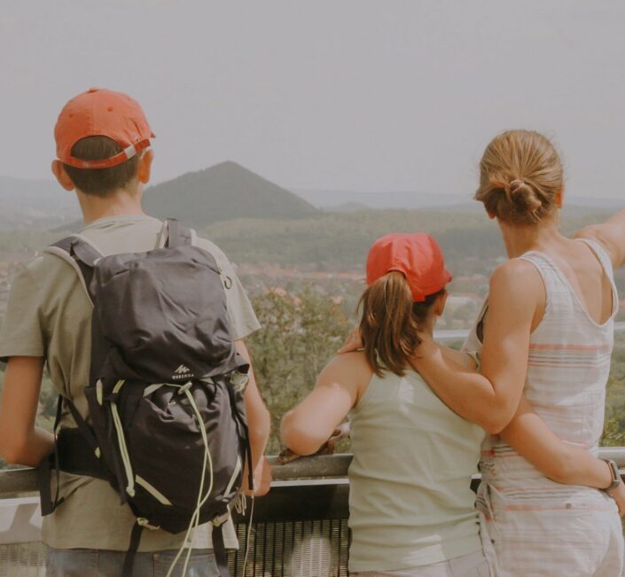 Family looking at lanscape